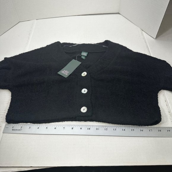 2 Piece Wild Fable Women's Small Black Crop Sweater And Blue Ribbed T-Shirt - Picture 10 of 16